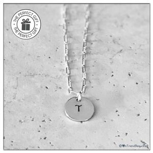 Handmade 18” .925 Sterling Silver “T” Initial Hand Stamped Charm Necklace